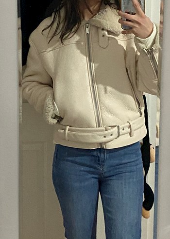 Krem Süet Kürk Detaylı Kadın Ceket - Görsel 3