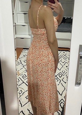 Bej Bağcıklı Midi Bohem Elbise - Görsel 3