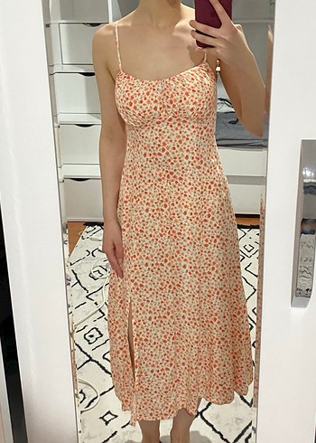 Bej Bağcıklı Midi Bohem Elbise - Görsel 2