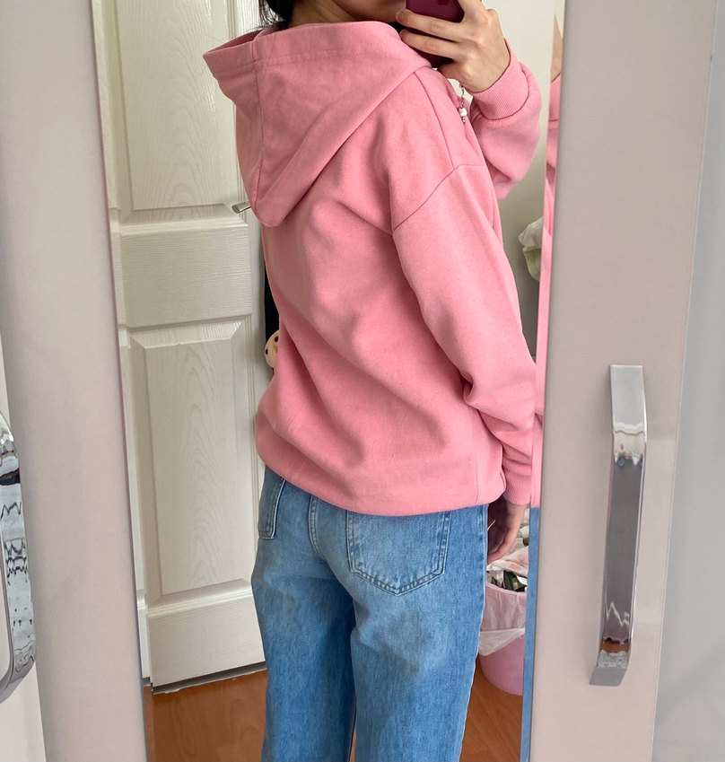 Pembe Kapüşonlu Rahat Kesim Sweatshirt - Görsel 3