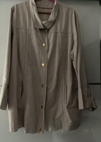 Taş rengi büyük beden yağmurluk - Görsel 5