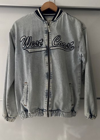 Defacto West Coast Acik Gri Denim Bomber Ceket