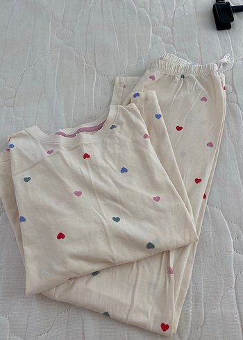 Kalp Desenli Uzun Kollu kız çocuk pijama takımı