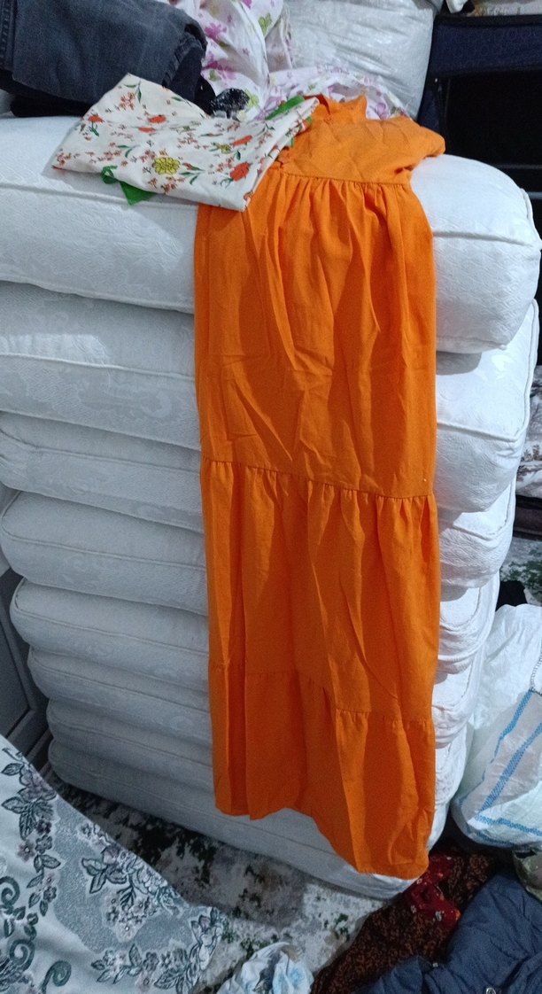 Çiçek Desenli Çok Renkli eşarp  elbise - Görsel 2