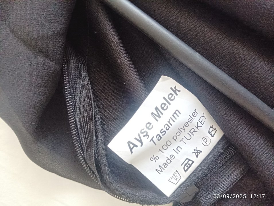 Siyah Uzun Kol Detaylı eteği dantelli abiye - Görsel 2