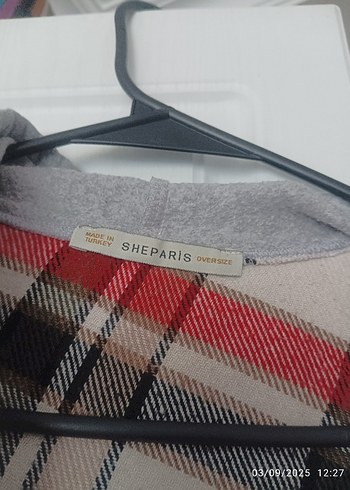 Düğmeli Gri Ekose Kadın Gömlek - Görsel 2