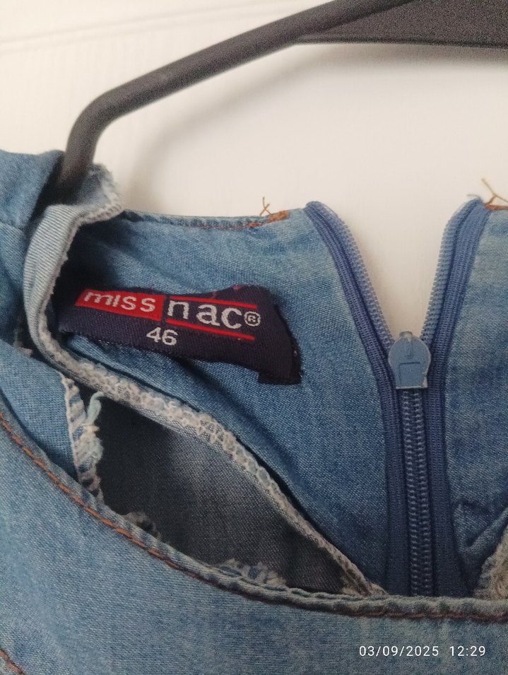 Düğmeli Bohem Uzun Kot Elbise - Görsel 3