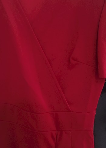 Bordo V Yaka Drapeli Midi Elbise - Görsel 8