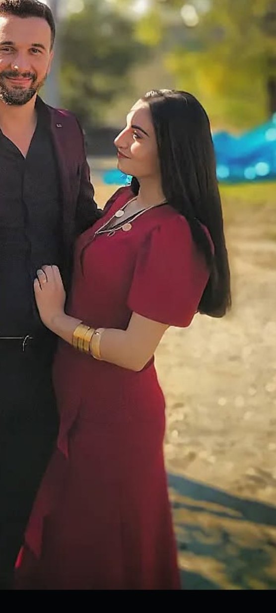 Bordo V Yaka Drapeli Midi Elbise - Görsel 2