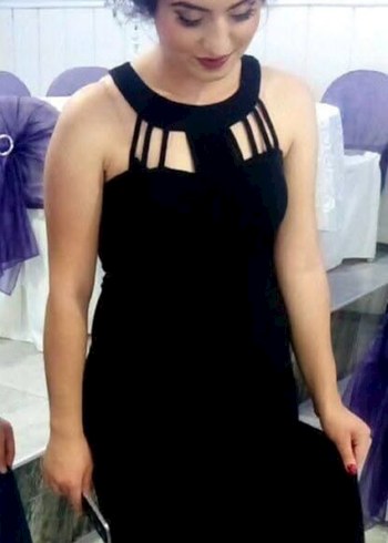 Siyah Uzun V Yaka Strappy Gotik Elbise - Görsel 2