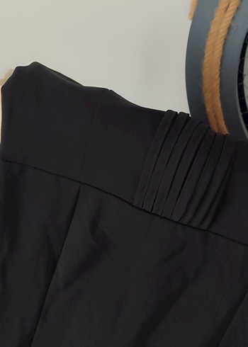 Siyah Uzun V Yaka Strappy Gotik Elbise - Görsel 4