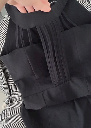 Siyah Uzun V Yaka Strappy Gotik Elbise - Görsel 5