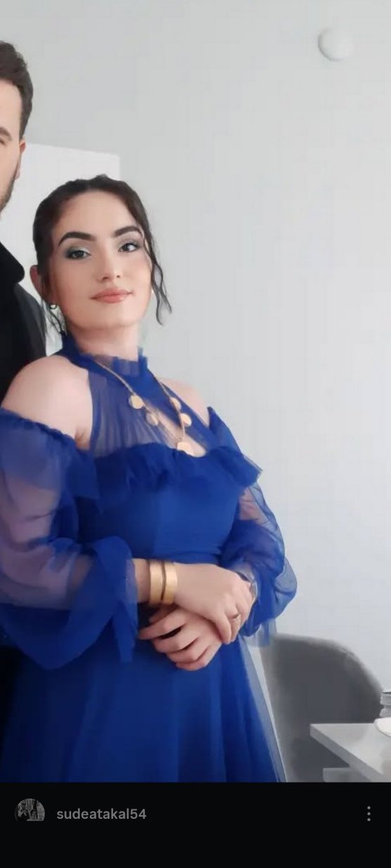 Uzun Kollu Drapeli Mavi Abiye Elbise - Görsel 5