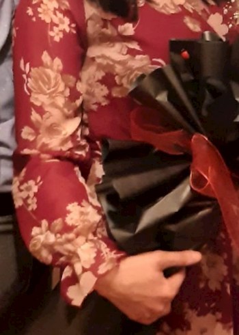 Bordo Çiçek Desenli Uzun Bohem Elbise - Görsel 2