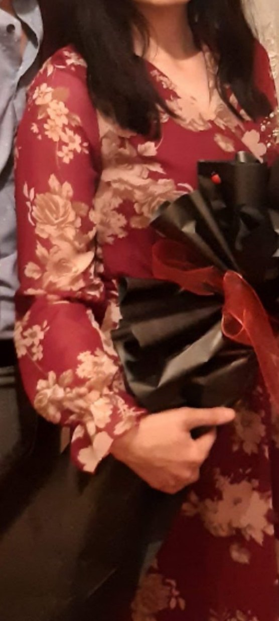 Bordo Çiçek Desenli Uzun Bohem Elbise - Görsel 2