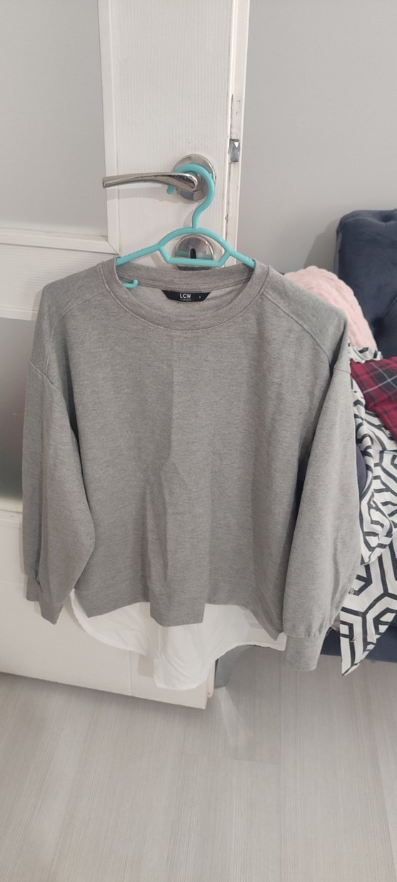 Gri Kadın Oversize Sweatshirt - Görsel 4