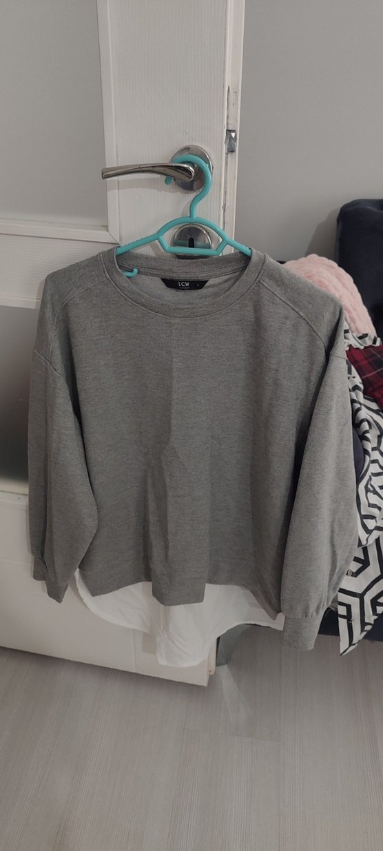 Gri Kadın Oversize Sweatshirt - Görsel 3