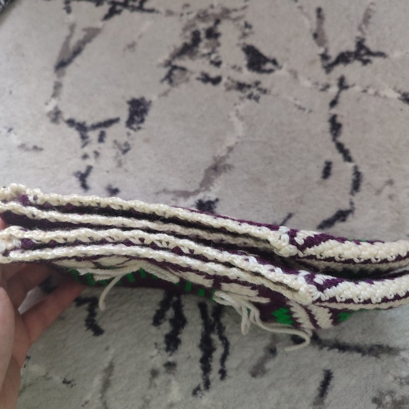 Mor Nakışlı Örgü Kadın Terlik - Görsel 4