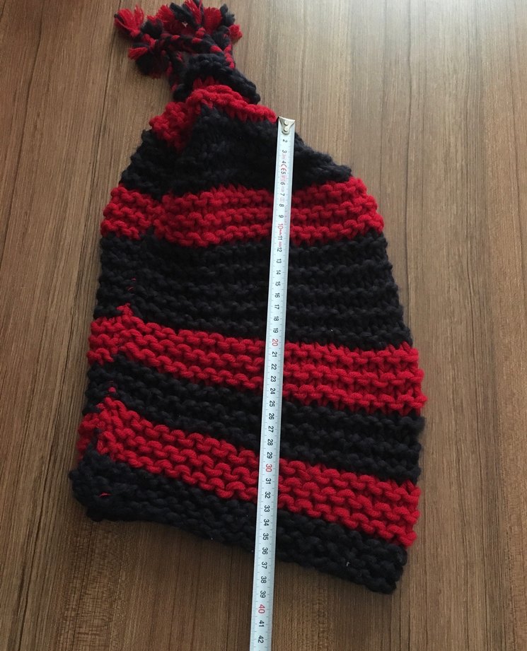 Kırmızı Siyah Çizgili Örgü Kadın Bere - Görsel 5