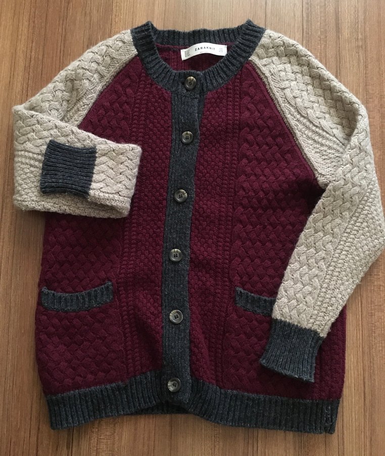 Zara-Bordo Kadın Hırka Vintage - Görsel 3