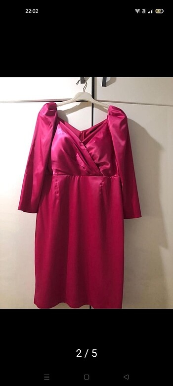 xl Beden Saten Fuşya Elbise/ Abiye/ Gece Elbisesi/Nişan/Davet