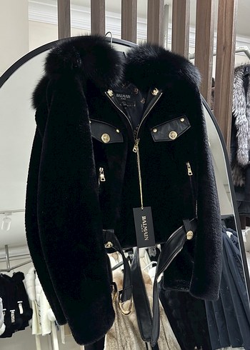 Kürk orjnal  deri orijinal Detaylı Siyah Deri Biker Ceket - Görsel 3