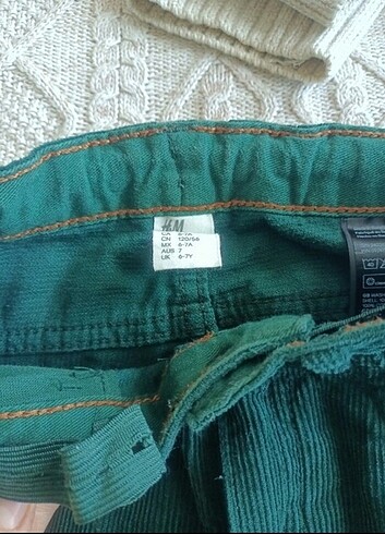 H&M Pamuk h&m fitilli kadife yeşil pantolon örgü kazak bej,
