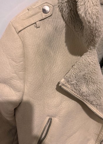 Stradivarius biker ceket bej - Görsel 7