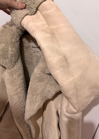 Stradivarius biker ceket bej - Görsel 5