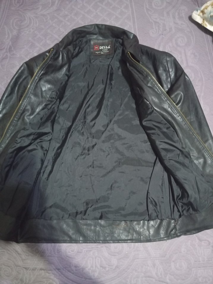 Siyah Deri Biker Ceket Kadın - Görsel 3