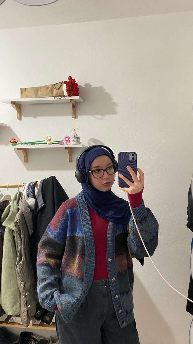 Kadın Çok Renkli Örgü Yün Hırka - Görsel 2