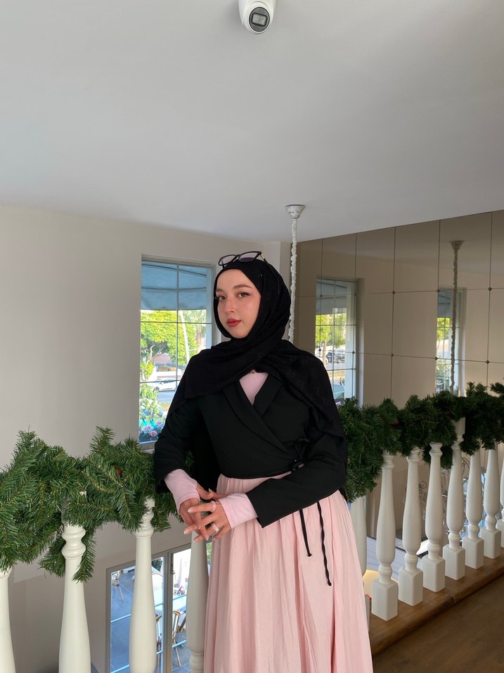 Siyah bağlamalı blazer ceket - Görsel 2