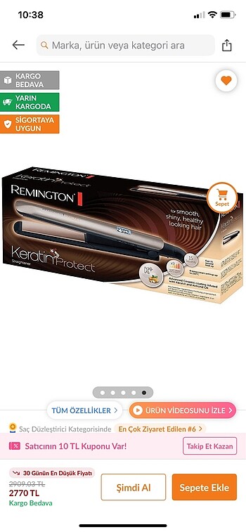 Remington Keratin Protect Düzleştirici