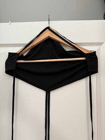 xl Beden siyah Renk Pull & Bear Siyah Bağcıklı Crop Top