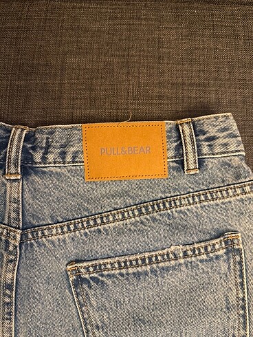 44 Beden mavi Renk Pull & Bear Mom Fit Denim Şort