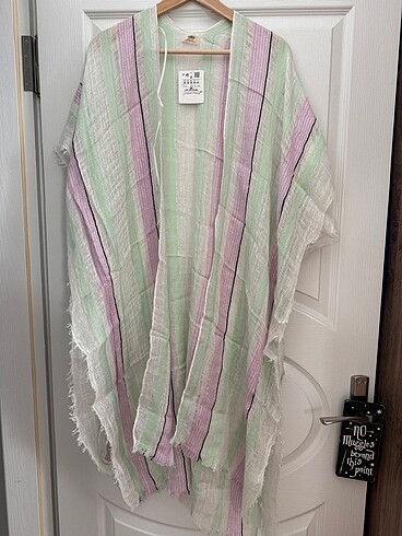 Pull and Bear Pull & Bear Çizgili Keten Kimono