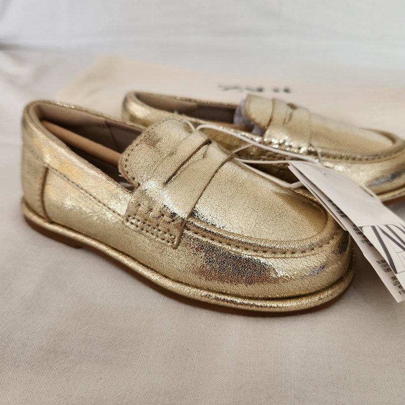 Zara Altın Metalik Makosen Ayakkabı - Görsel 2