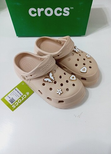 Crocs Terlik Sandalet Yüksek Taban &Etiketli 38 Bej