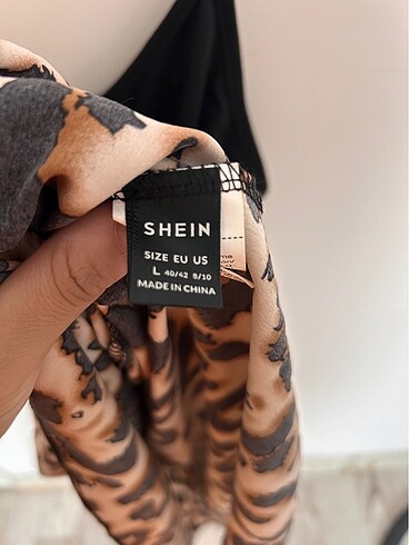 Shein l beden leopar elbise