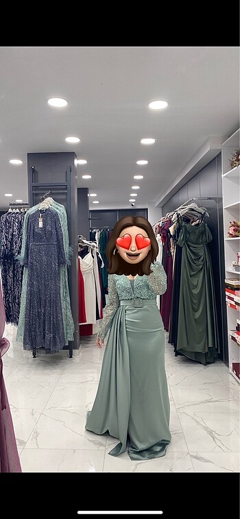 Su yeşili abiye
