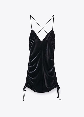 Zara Zara drapeli kadife elbise 
