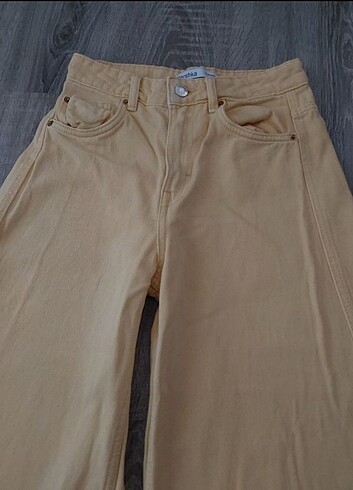 xs Beden sarı Renk Kavun Rengi Super Wide Leg Pantolon