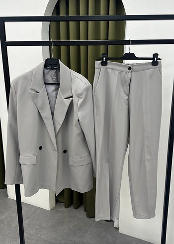 Diğer Gri Mini Kadın Blazer Ceket Takım