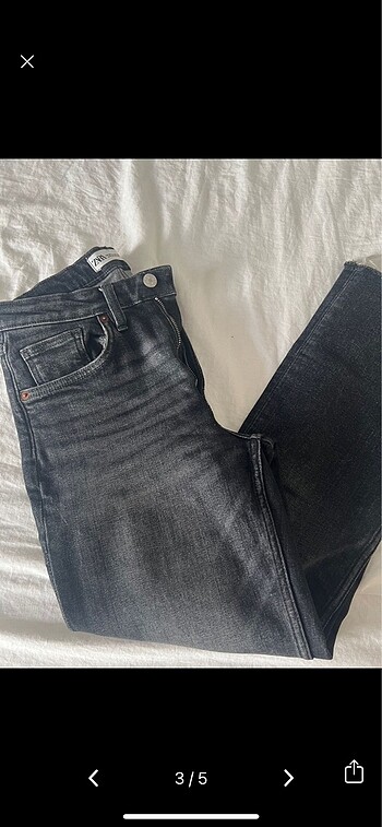 xs Beden siyah Renk Zara cropped flare yüksek bel jean