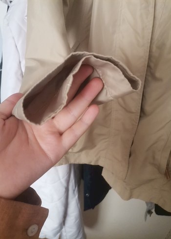 m Beden camel Renk Bej Kadın Kemerli Kısa Ceket