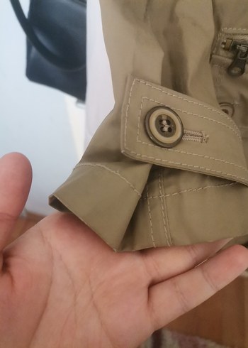 xs Beden Bej Midi Kadın Ceket Düğmeli