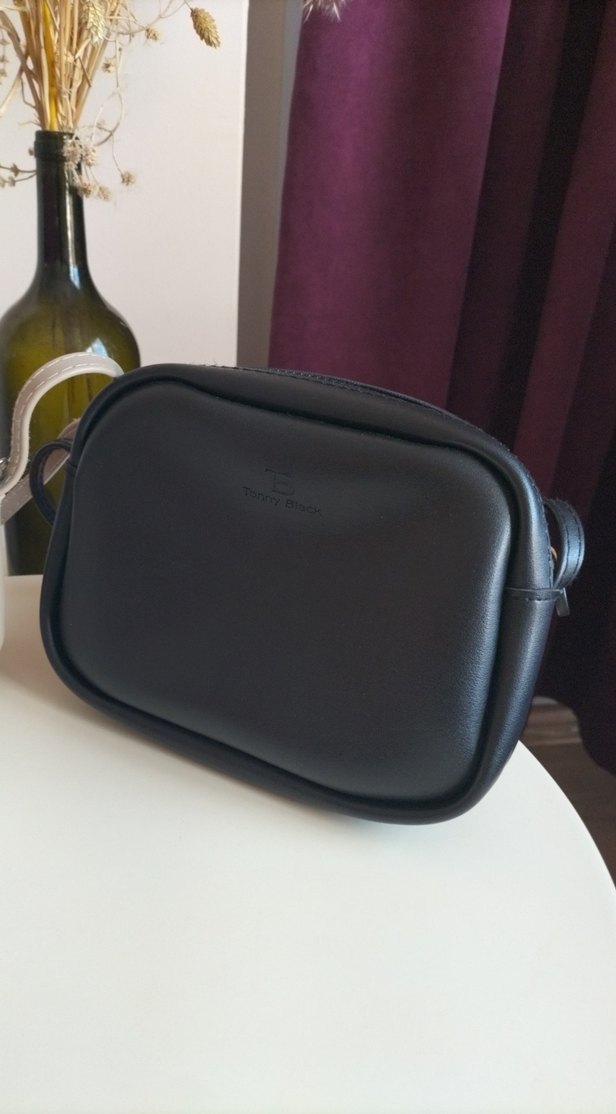 2 adet Kadın Deri Çapraz Çanta - Minimalist Beyaz ve siyah - Görsel 2