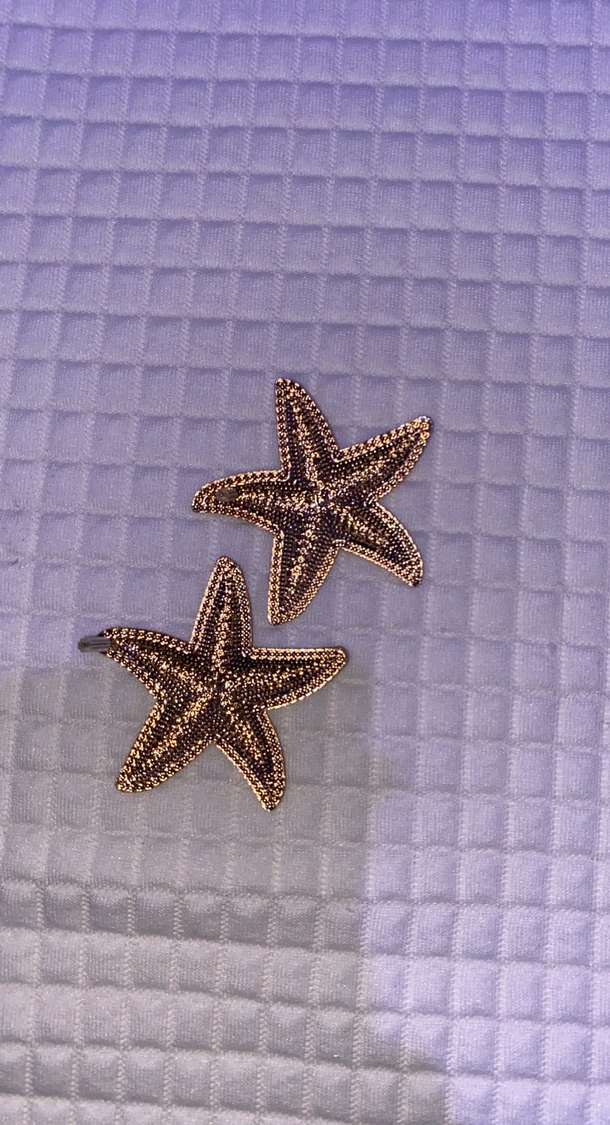 Pul İşlemeli Mini Deniz Yıldızı Küpeler - Görsel 2