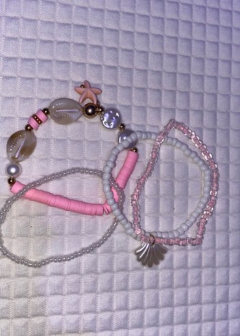 Pembe Boncuklu Bohem Kadın Bileklik Seti - Görsel 2