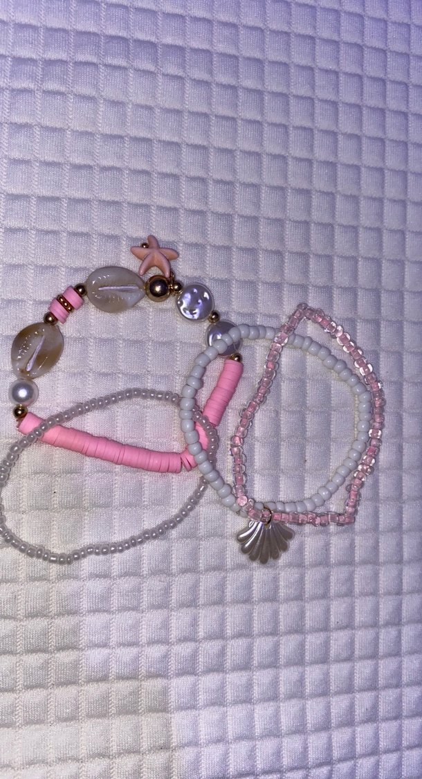 Pembe Boncuklu Bohem Kadın Bileklik Seti - Görsel 2